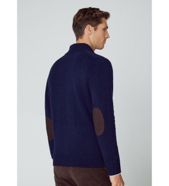 Hackett London Jumper i marinbl lammull Fzip