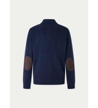 Hackett London Jumper i marinbl lammull Fzip