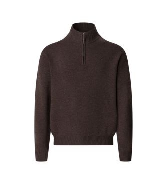 Hackett London Maglione Hzip in lana d'agnello marrone