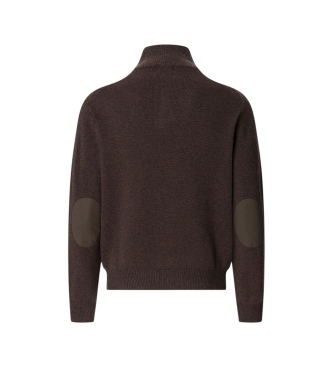 Hackett London Maglione Hzip in lana d'agnello marrone