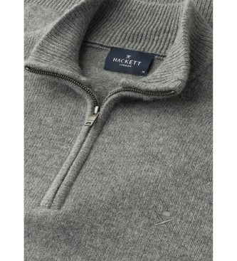 Hackett London Lambswool Hzip pullover grey