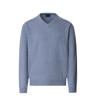 Hackett London Lambswool V Neck jumper blue