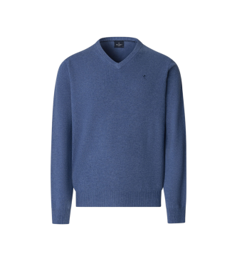 Hackett London Lamswollen V-trui blauw