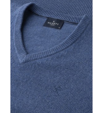 Hackett London Lamswollen V-trui blauw