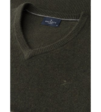 Hackett London Lambswool V Neck jumper green