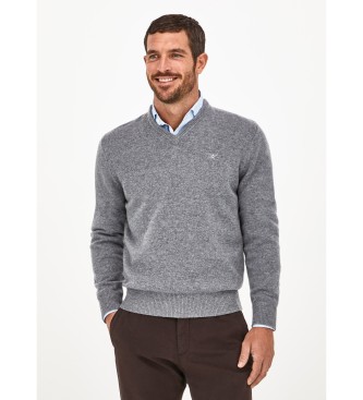 Hackett London Lambswool V Neck grey sweater