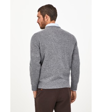 Hackett London Lambswool V Neck grey sweater