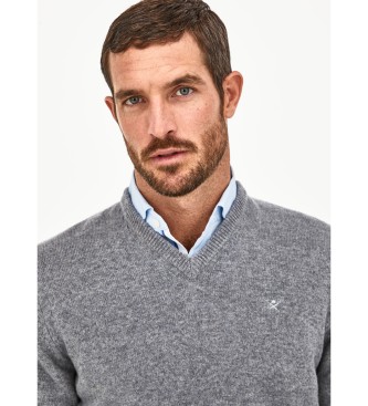 Hackett London Lambswool V Neck grey sweater