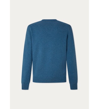 Hackett London Lambswool wool pullover V Neck blue
