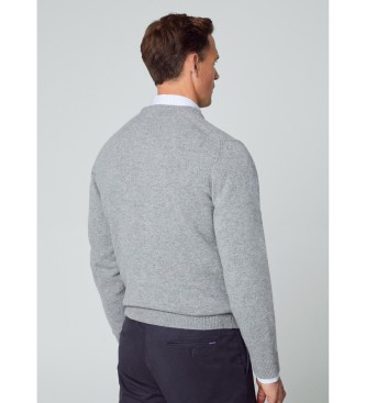 Hackett Lambswool woollen pullover V Neck grey