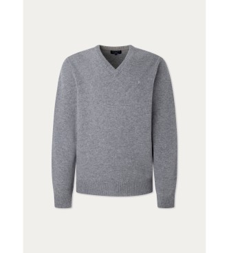 Hackett Lambswool woollen pullover V Neck grey