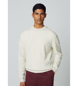 Hackett London Lambwool kabel Crew jumper vit