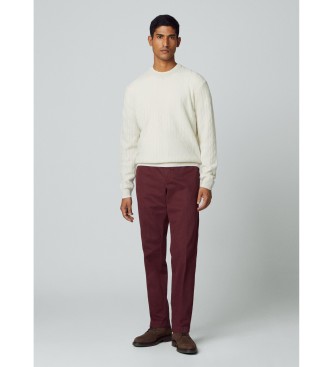 Hackett London Lambwool cable Crew jumper white