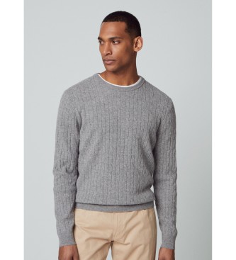 Hackett London Jumper med kabel av lammull gr