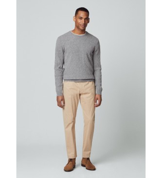 Hackett London Jumper med kabel av lammull gr