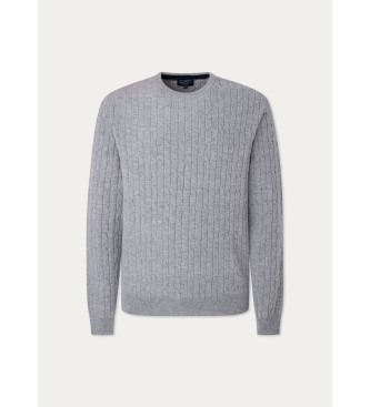 Hackett London Jumper med kabel av lammull gr