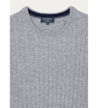 Hackett London Jumper med kabel av lammull gr