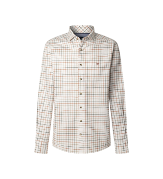 Hackett London Camicia beige Tattersall in flanella di grandi dimensioni