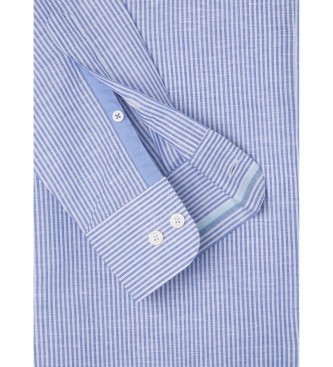 Hackett London Camicia blu a righe Lin Stripe Eng