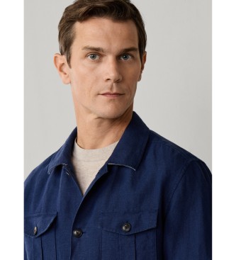 Hackett London Navy linen overshirt