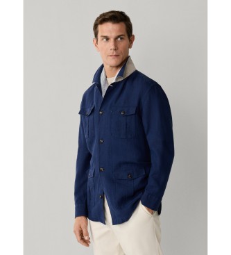 Hackett London Navy linen overshirt