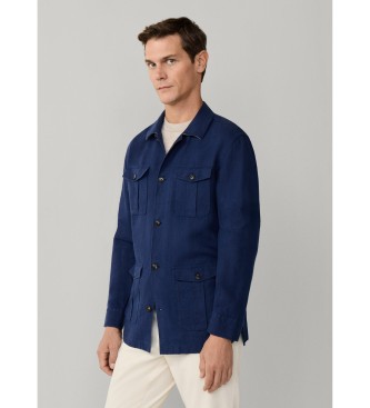 Hackett London Navy linen overshirt