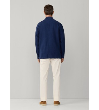 Hackett London Navy linen overshirt
