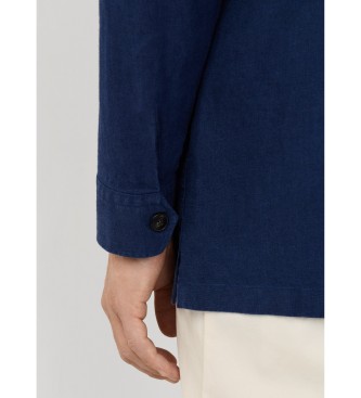 Hackett London Navy linen overshirt