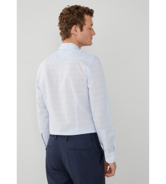 Hackett London Lanena srajca Glen Check Shirt modra