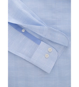 Hackett London Linen Glen Check Shirt blue