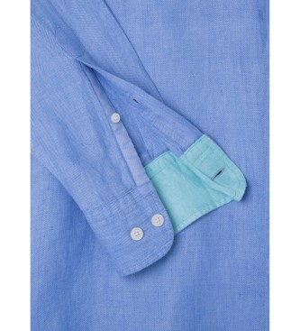 Hackett London Linnen visgraat shirt blauw
