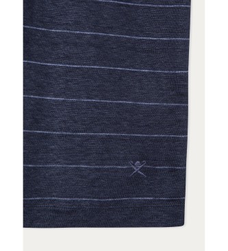 Hackett London T-shirt a righe in lino blu scuro