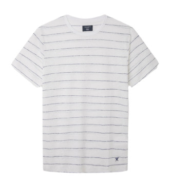 Hackett London Camiseta Linen Stripe blanco