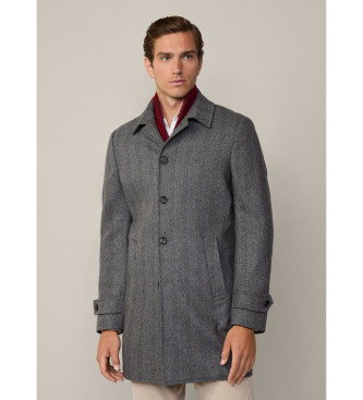 Hackett London Cash Hbone Coat grey