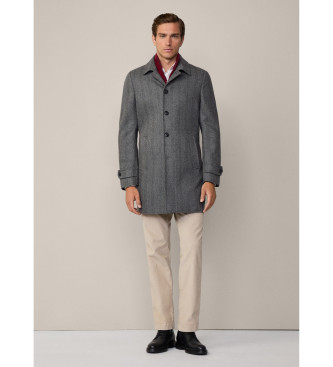 Hackett London Manteau Cash Hbone gris