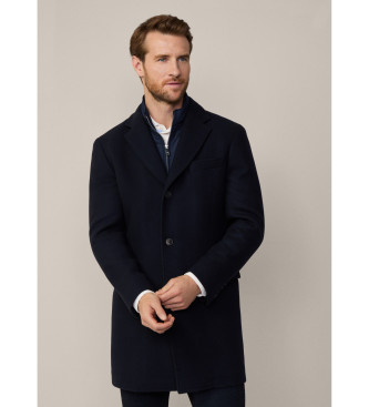 Hackett London Cappotto con trama blu scuro