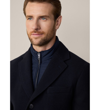 Hackett London Cappotto con trama blu scuro