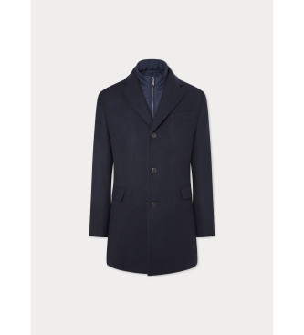 Hackett London Cappotto con trama blu scuro