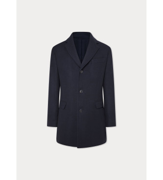 Hackett London Cappotto con trama blu scuro