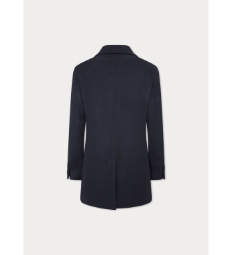 Hackett London Cappotto con trama blu scuro