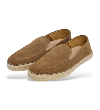 Hackett London Brązowe skórzane espadryle Altea Loafer