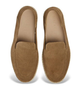 Hackett London Brązowe skórzane espadryle Altea Loafer