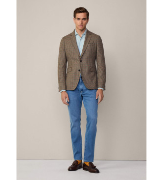 Hackett London Blazer beige con motivo Htooth