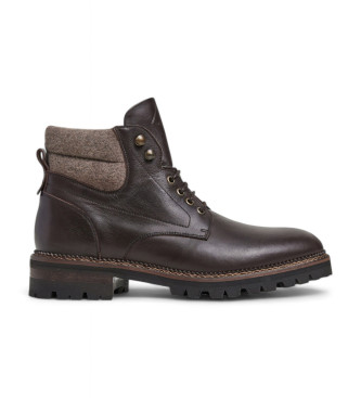 Hackett London Range Stone Leather Ankle Boots brown