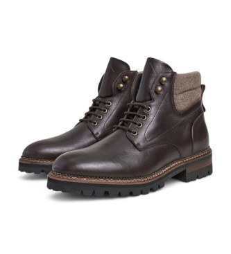 Hackett London Range Stone Leather Ankle Boots brown