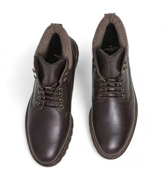 Hackett London Range Stone Leather Ankle Boots brown