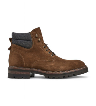 Hackett London Range Track Leather Ankle Boots castanho