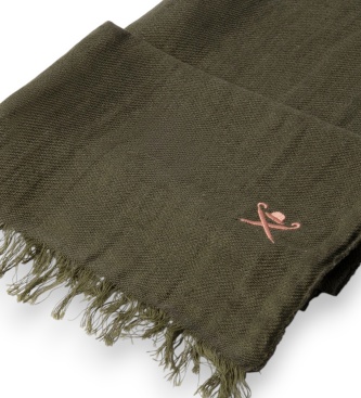 Hackett London Sciarpa in lino e cotone verde militare