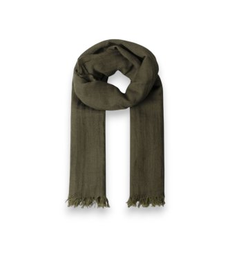 Hackett London Sciarpa in lino e cotone verde militare