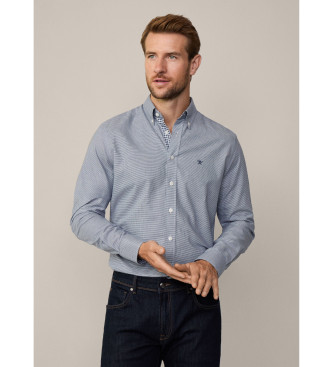 Hackett London Brushed Puppytooth blue shirt